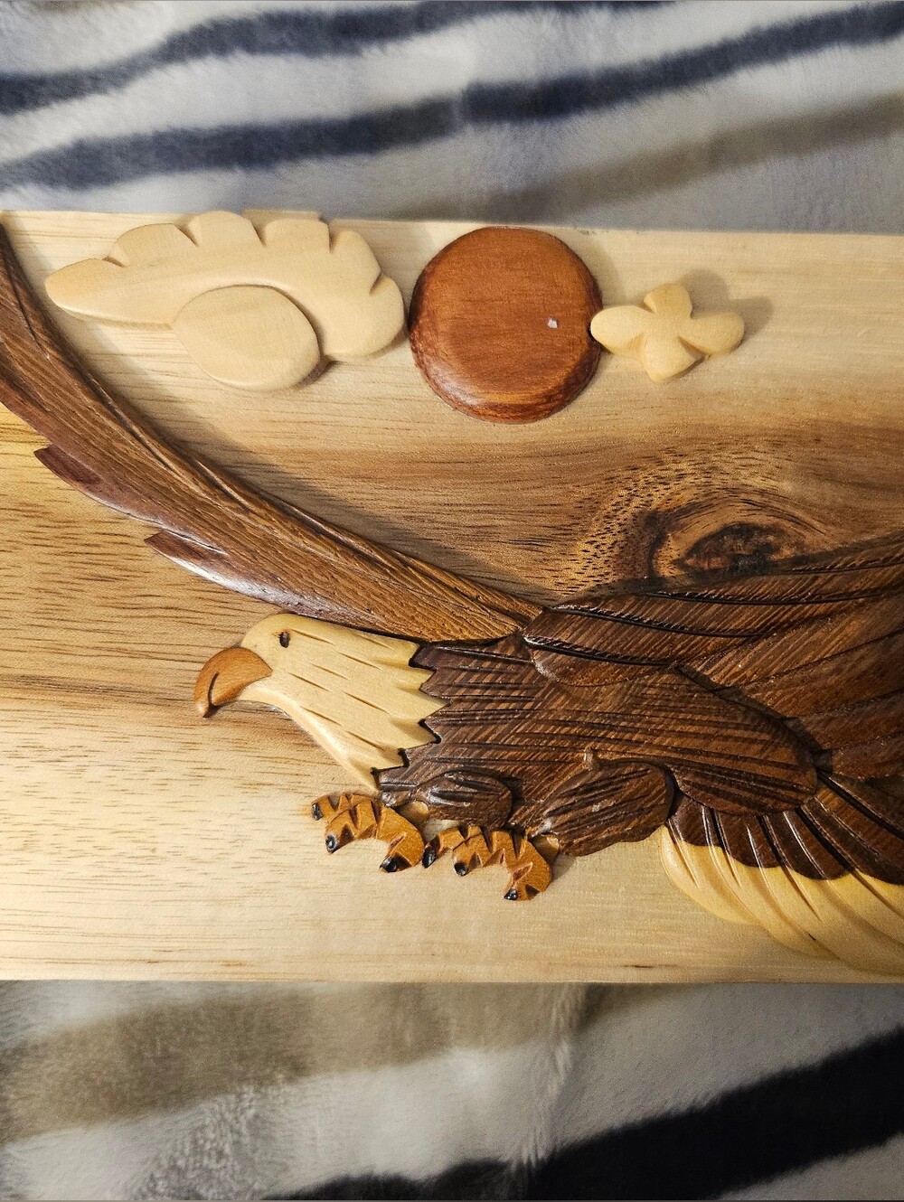 Carver Dan's Hand Carved 3D Eagle Wood Puzzle Trinket Gift Box Money Jewelry